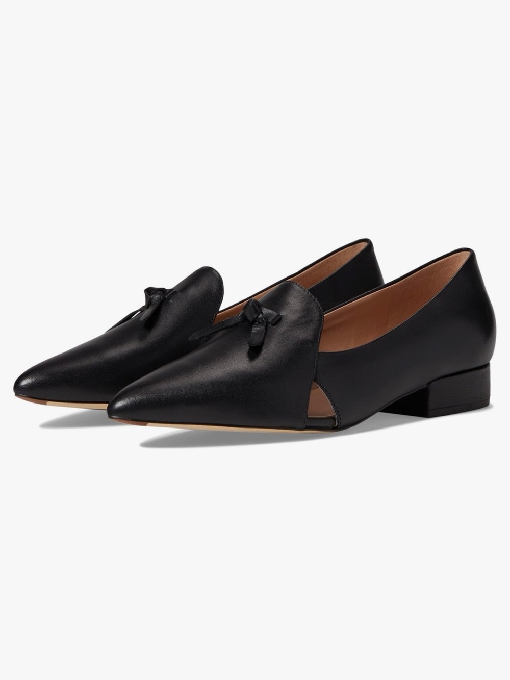 Cole Haan Black Pointed-Toe Leather Loafers with Knot Detail - Picture 2 of 16